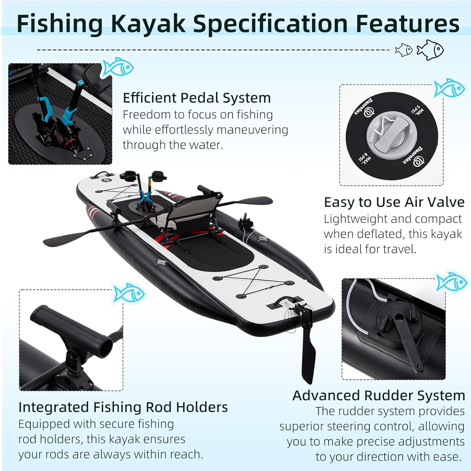 12ft Premium PVC Inflatable Fi - đánh giá và giá Fishing Kayak Pedal Drive