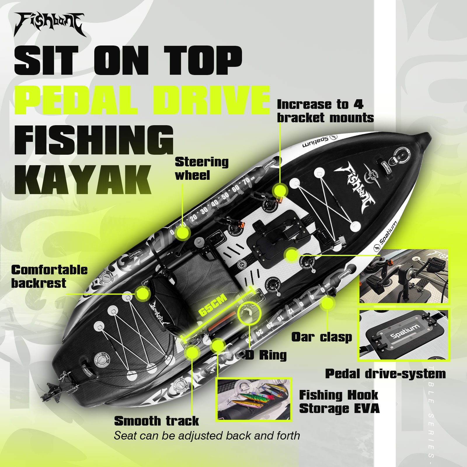 Spatium Pedal Kayak Inflatable - đánh giá và giá Fishing Kayak Sit On Top